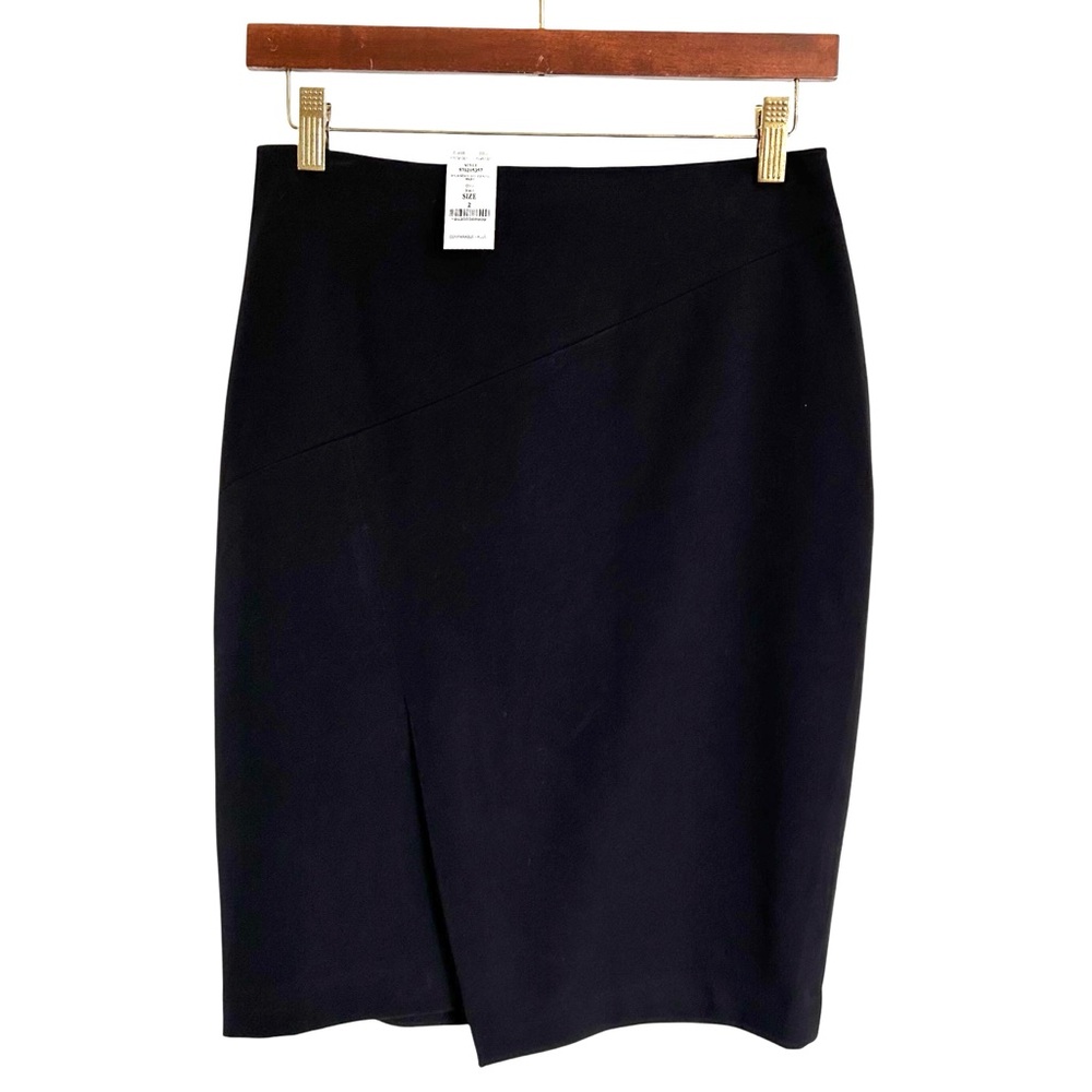 White House Black Market Black Stretch asymmetrical Pencil Skirt size 2
